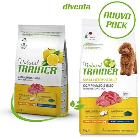 Trainer Natural Adult Mini sausas maistas su jautiena ir ryžiais šunims 7kg
