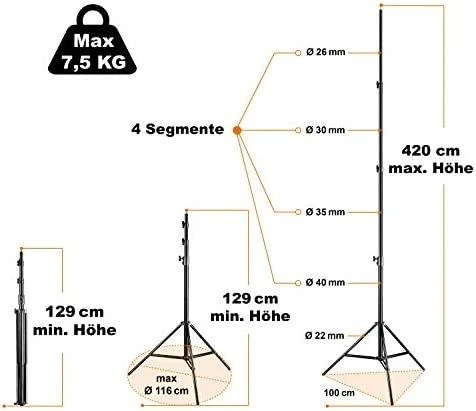 „Walimex wT-420 Lampenstativ“, 420 cm (14595)