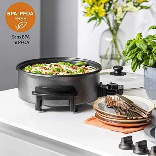 Tristar | Daugiafunkcinė grilio keptuvė XL | PZ-9135 | Skersmuo 30 cm | Grilis | 1500 W | Komplekte dangtelis | Fiksuota rankena | Juodas