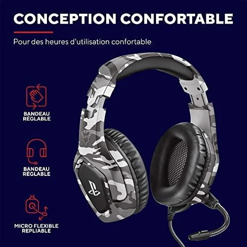 Žaidimų ausinės Trust GXT 488 Forze-G PS4 Ausinės Žaidimams PlayStation® official licensed product, Pilkos, 23531