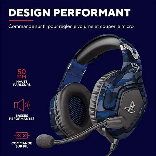 Žaidimų ausinės Trust GXT 488 Forze-B PS4 oficialus licencijuotas produktas, Mėlynos, 23532
