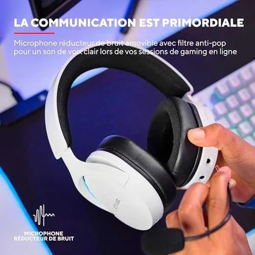 Trust GXT 491W FAYZO Ausinės su laidu & Belaidės su lankeliu ant galvos Gaming USB Type-C Bluetooth Juodas, Baltas