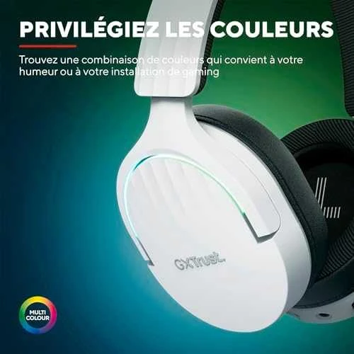 Trust GXT 491W FAYZO Ausinės su laidu & Belaidės su lankeliu ant galvos Gaming USB Type-C Bluetooth Juodas, Baltas
