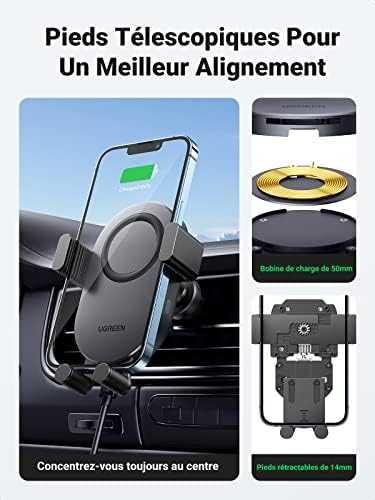 Automobilinis laikiklis-įkroviklis Ugreen CD256 15W juodas