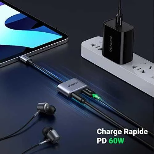 UGREEN CM231 garso adapteris USB-C prie mini lizdo 3.5 mm (pilka)