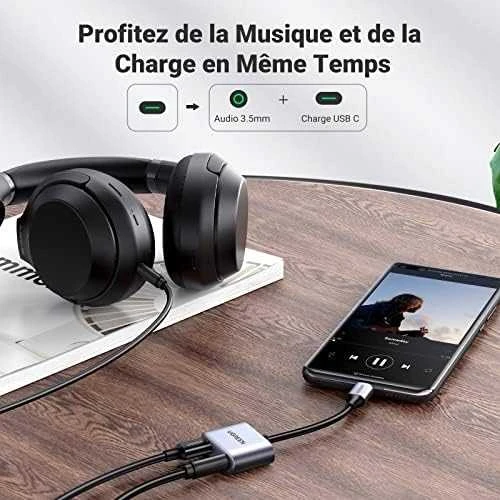 UGREEN USB-C adapteris su ausinių ir įkrovimo jungtimis