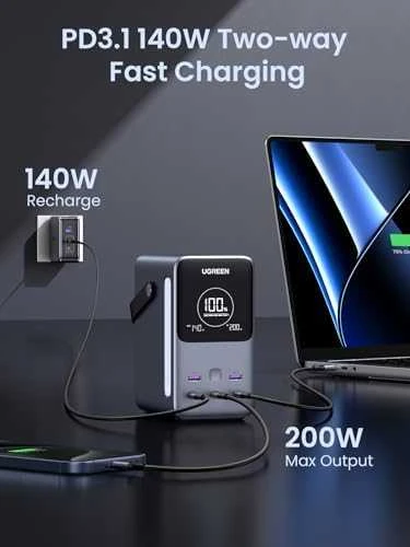 LiPo išorinis akumuliatorius (Powerbank) 48000mAh 300W 3xUSB-C, 2xUSB PB770 UGREEN