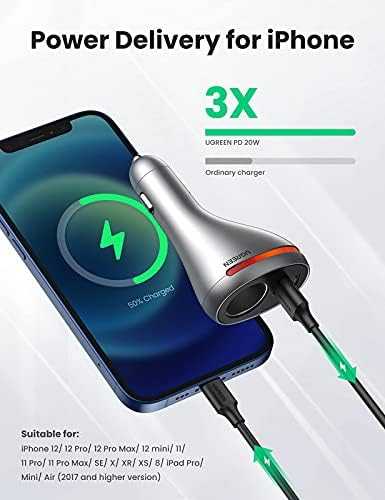 Automobilinis telefonų kroviklis UGREEN CD204, USB, USB-C, 84 W