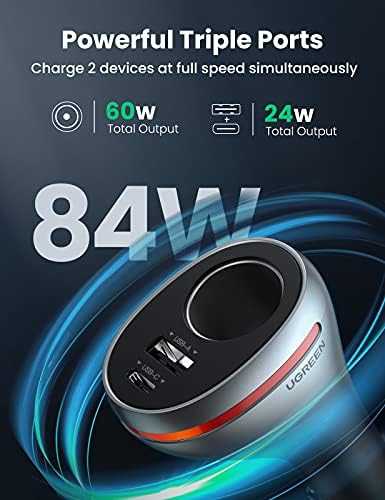 Automobilinis telefonų kroviklis UGREEN CD204, USB, USB-C, 84 W
