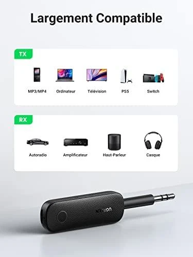UGREEN CM403 AUX siųstuvas / imtuvas, Bluetooth 5.0 (juodas)