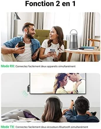 UGREEN CM403 AUX siųstuvas / imtuvas, Bluetooth 5.0 (juodas)