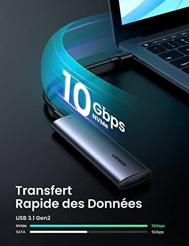 Ugreen 10902 saugojimo diskų korpusas SSD korpusas Pilka M.2