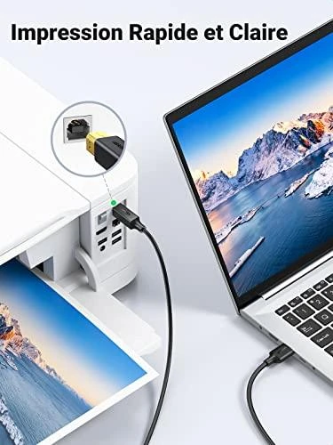 UGREEN US135 USB 2.0 AB spausdintuvo kabelis 5m - Juodas