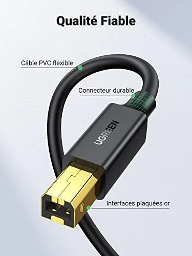 UGREEN US135 USB 2.0 AB spausdintuvo kabelis 5m - Juodas
