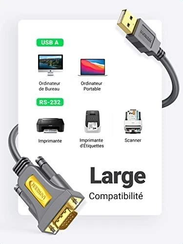 UGREEN USB į RS232 nuoseklusis kabelis USB serijinis DB9