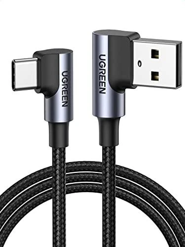 USB-C į USB-A 2.0 kampinis laidas UGREEN US176, 3A, 3m - Juodas
