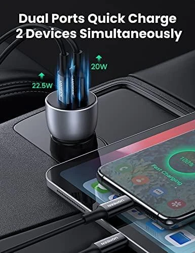 Automobilinis įkroviklis Ugreen CD213 USB-C/USB-A 36W pilkas