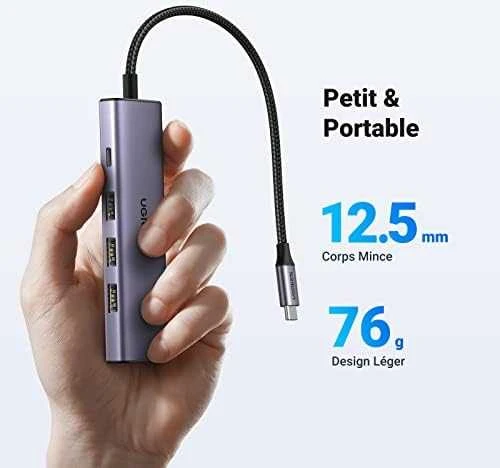 Adapteris Ugreen CM511 USB-C to HDMI 1.4 + 3xUSB-A + USB-C PD100W pilkas