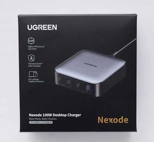 Įkroviklis UGREEN CD328 Nexode, 3x USB-C, USB-A, GaN, 100 W