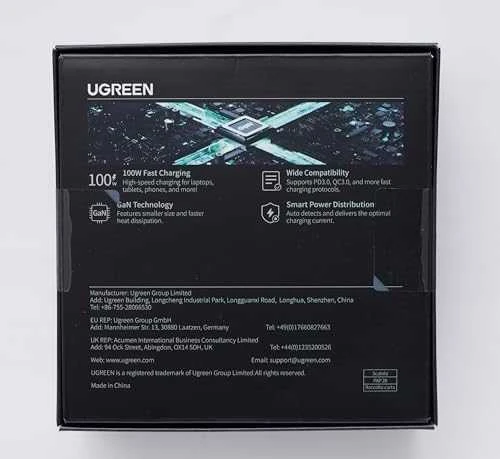 Įkroviklis UGREEN CD328 Nexode, 3x USB-C, USB-A, GaN, 100 W