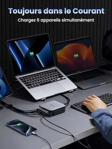 UGREEN 2USB-A+4USB-C 200W Desktop greitasis įkroviklis, pilkas