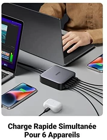 UGREEN 2USB-A+4USB-C 200W Desktop greitasis įkroviklis, pilkas