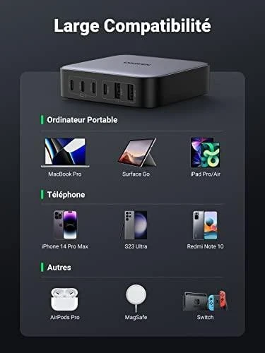 UGREEN 2USB-A+4USB-C 200W Desktop greitasis įkroviklis, pilkas