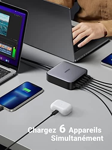UGREEN 2USB-A+4USB-C 200W Desktop greitasis įkroviklis, pilkas