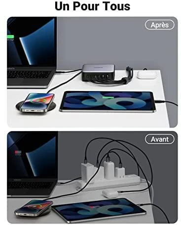 UGREEN 2USB-A+4USB-C 200W Desktop greitasis įkroviklis, pilkas