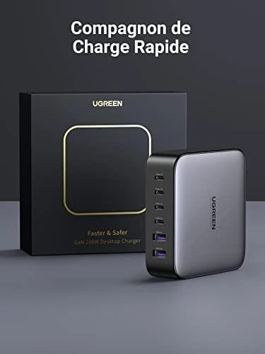 UGREEN 2USB-A+4USB-C 200W Desktop greitasis įkroviklis, pilkas