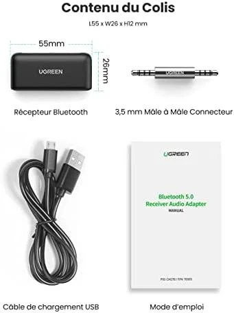 Ugreen 3,5 mm Bluetooth 5.0 automobilinis adapteris