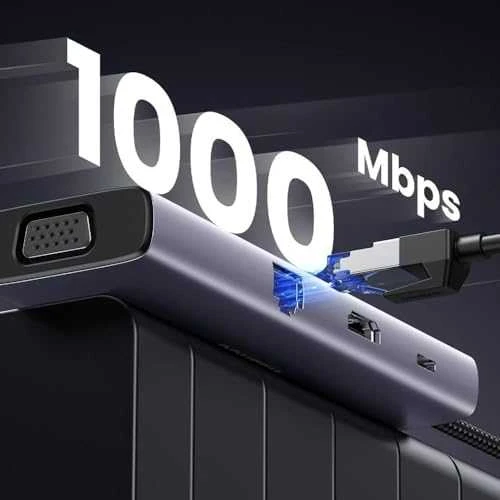 Adapteris Ugreen CM498 USB-C, 2 x USB-A + USB-C + HDMI + SD / TF + PD