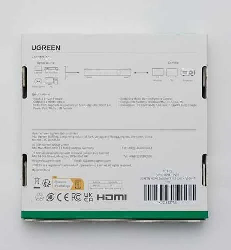 UGREEN šakotuvas CM332 3in1 HDMI 1.4 4K 30 Hz - Juodas