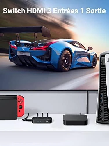 UGREEN HDMI 3in1 šakotuvas su prijungta žaidimų įranga