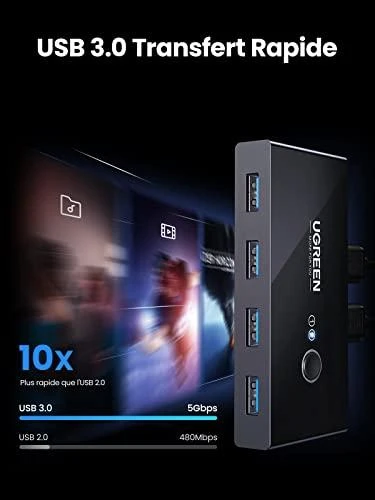 USB jungiklis KVM USB 2x4 UGREEN USB 3.0