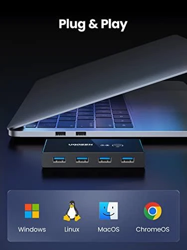USB jungiklis KVM USB 2x4 UGREEN USB 3.0