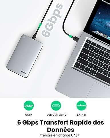 Ugreen CM300 70498 skyrius 2,5'' SATA 3.0 6Gbps kietasis diskas - pilka + USB-C - USB-A laidas 0,5 m