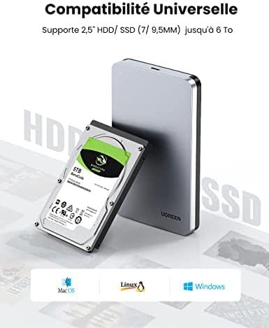 Ugreen CM300 70498 skyrius 2,5'' SATA 3.0 6Gbps kietasis diskas - pilka + USB-C - USB-A laidas 0,5 m