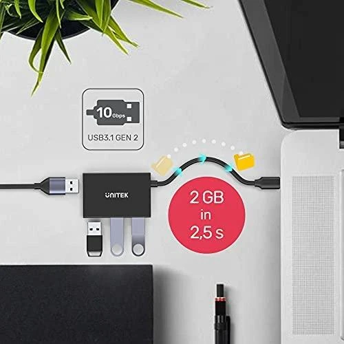 UNITEK H1302A šakotuvas USB-C 10Gbps 2x USB-A 2x USB-C