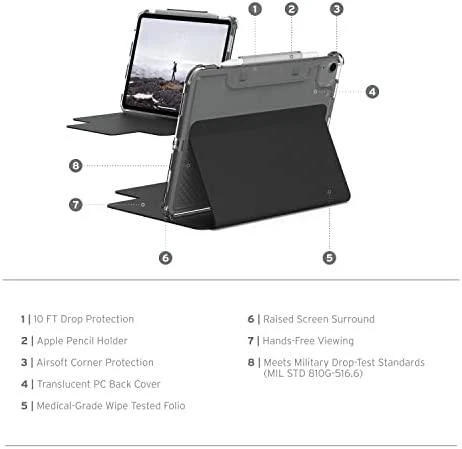 Urban Armor Gear UAG Lucent [U] MagSafe Apple iPad Pro 11" 1/2/3/4G iPad Air 10.9" 4/5G su Apple Pieštukas holder - dėklas planšetiniam kompiuteriui juodos spalvos