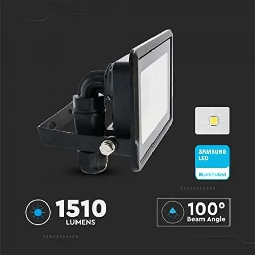 20W LED prožektorius V-TAC, juodu korpusu, 4000K
