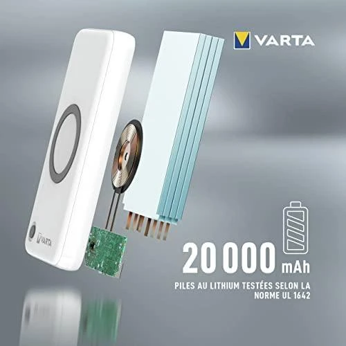 Varta 57909 101 111 nešiojamasis įkroviklis Ličio polimeras (LiPo) 20000 mAh Belaidis įkrovimas Balta