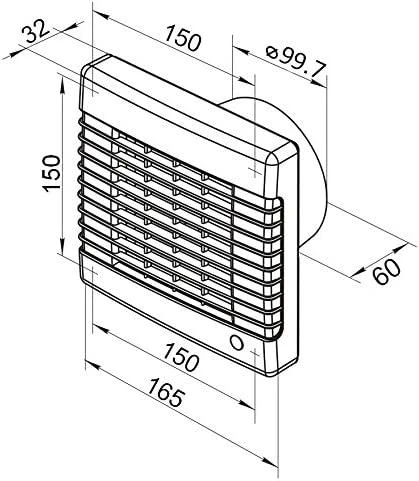 Vents Namai ventiliatorius fi 100 18W 34d Bevielio laiko jungiklis baltas (100MAT)