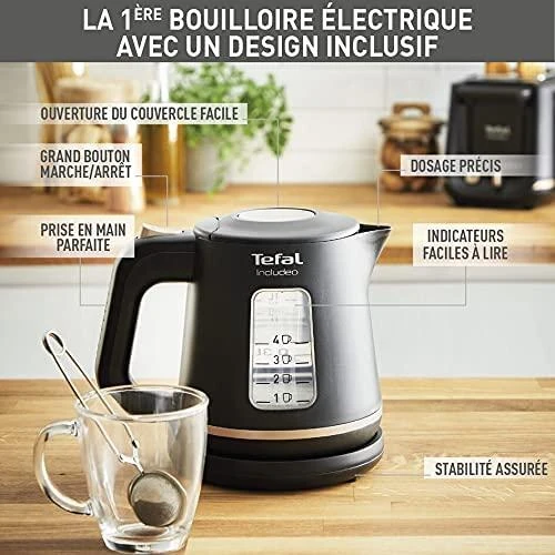 TEFAL | Virdulys | KI533811 | Electric | 2400 W | 1 L | Plastic | 360° rotational base | Juodas