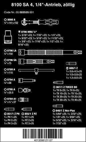 Wera 8100 SA 4 Zyklop sukimo raktų rinkinys, 1/4, 41 dalies