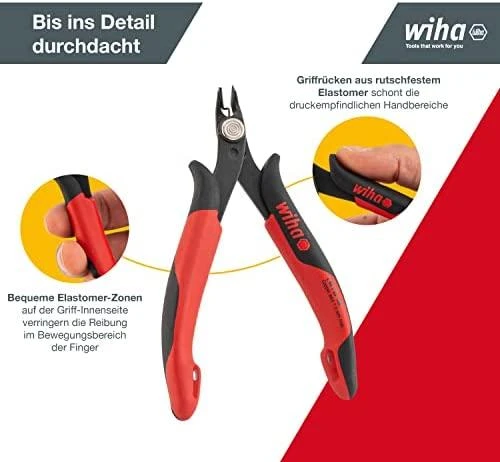 Wiha Preciziniai šoniniai kirtikliai iki 1 mm ilgio 128 mm (26813)