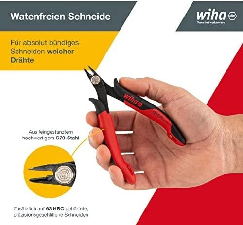 Wiha Preciziniai šoniniai kirtikliai iki 1 mm ilgio 128 mm (26813)