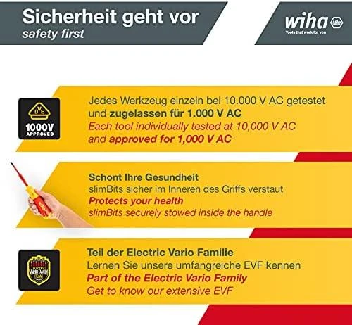 Atsuktuvas elektrikui su antgaliais rankenoje WIHA LiftUp slimBits (6 vnt.)