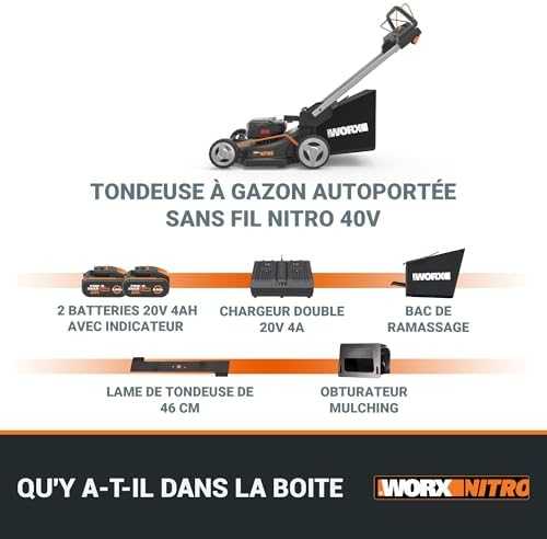 Akumuliatorinė savaeigė vejapjovė Worx WG749E; 2x20 V; 2x4,0 Ah akum.