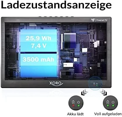 Automagnetola „Xoro PTL 1050 V2“, 10,1 colio (25,6 cm) DVB-T2 mini televizorius / „Freenet“